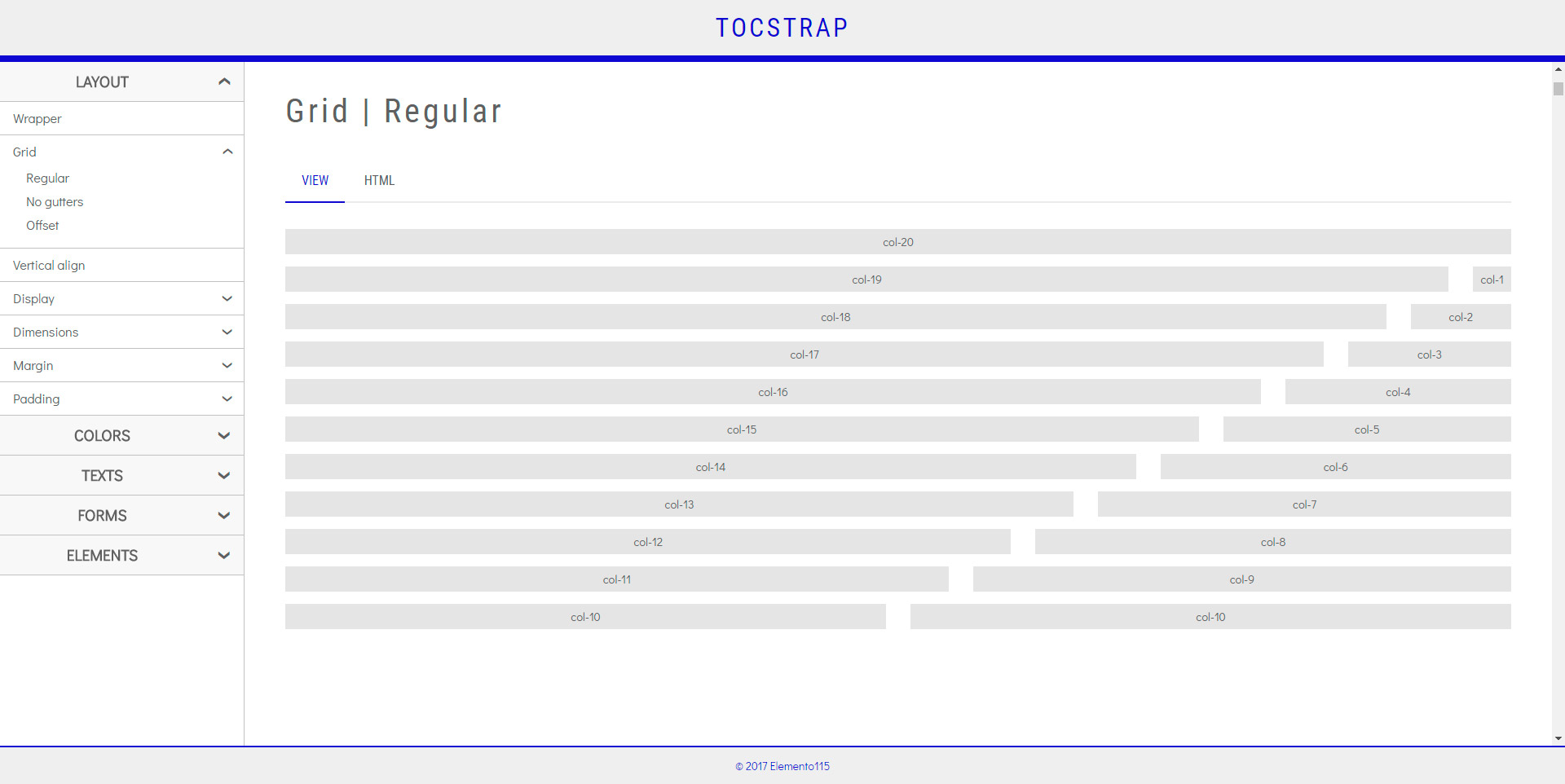 Columnas del sistema de grid de Tocstrap